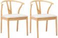 vidaXL Chaise de salle à manger 2 pcs caoutchouc massif naturel et clair