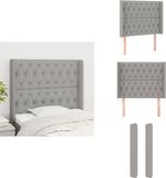 vidaXL Hoofdbord met randen 103x16x118/128 cm stof lichtgrijs