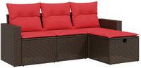 vidaXL 4-delige tuinbankset met kussens, bruin, polyrotan