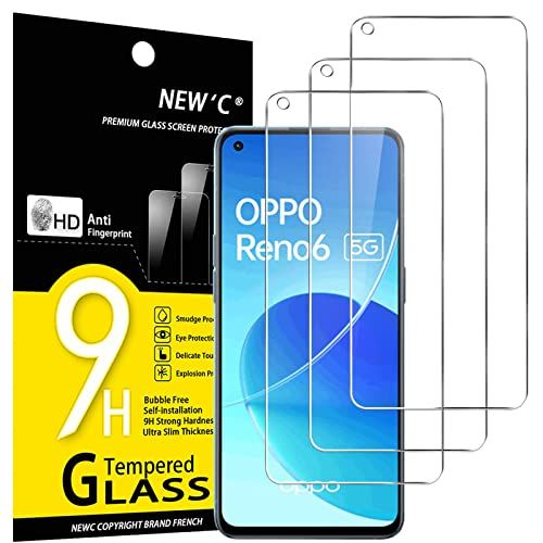 NEW'C 3 Stuks, Screen Protector voor Oppo Reno 6 5G, Gehard Glass Schermbeschermer Film 0.33 mm ultra transparant, ultra resistent