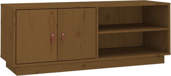 vidaXL Tv-meubel 105x34x40 cm massief grenenhout honingbruin