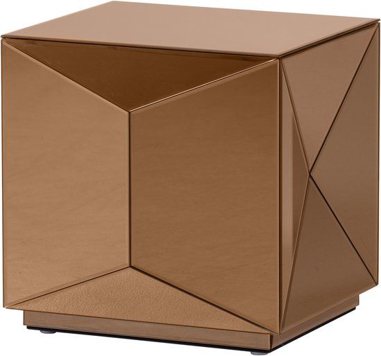 WOOOD Glintz Bijzettafel - Hout/Spiegelglas - Bruin - 40x40x40