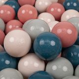 KiddyMoon Ballenbak ballen voor Kinderen Ø7 cm met 50 Stuks - Kinderballen baby - Speelballen voor Ballenbad - BPA-vrij - Ballenbak ballen - Kleurrijke ballen - Baby Speelgoed - Donkerturkoois Pastelbeige Groengrijs Zalmkleur