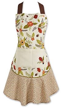 DII Cotton Inspired Kitchen Apron with Extra Long Ties, Cute Ruffle Apron for Women, Family Day, Holiday, Christmas & Housewarming Gift, 100% Love, 26 x 29.5