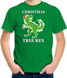Bellatio Decorations Christmas Tree Rex Kersttrui shirt - groen - voor kinderen - Dinosaurus thema Kerstkleding - Christmas outfit 104/110