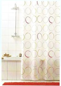 Wicotex Douchegordijn Circle - Rood - 180x200cm - Textiel - Inclusief Ringen