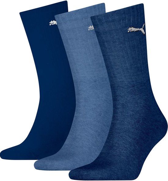 PUMA 3-paar Crew sport sokken - Light - Ademende sport sokken dames & heren - Zwart - Wit - Blauw - 42