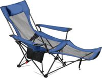 Vevor Chaise de camping pliable, fauteuil de relaxation avec 4 positions réglables, bleu