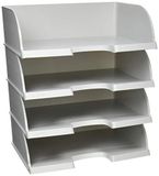 Leitz Brievenbak liggend A4 Jumbo, 4-pack, met extra grote capaciteit, grijs, plus serie, 52190085