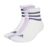 adidas Uniseks-Volwassen 3-Stripes Cushioned Sportswear Mid-Cut Socks 3 Pairs, White/White/Powder Plum, 13-14.5