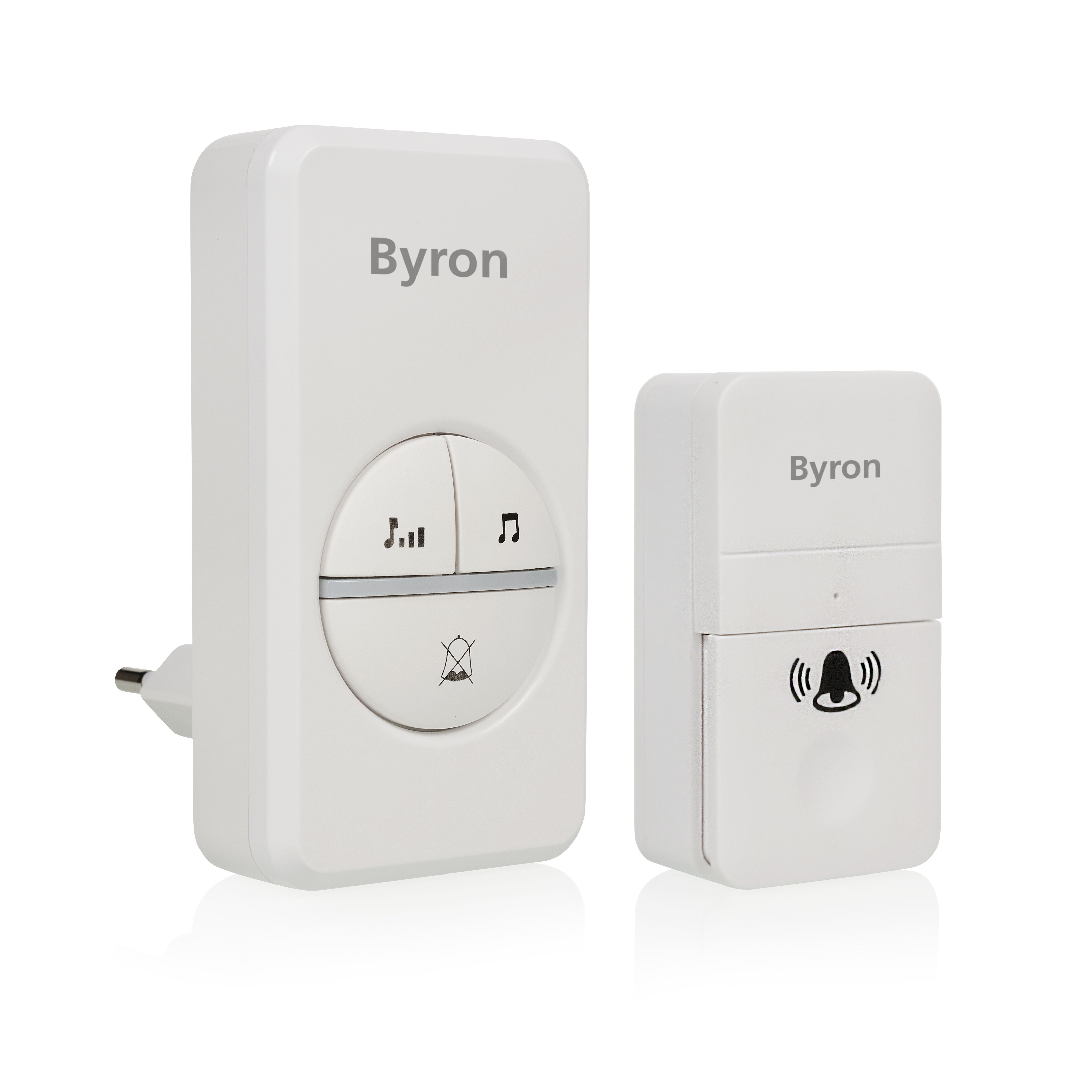 Byron DBY-23442 Draadloze deurbelset - Wit - IP44 - 100m Bereik - 80 dB - 16 Melodieën