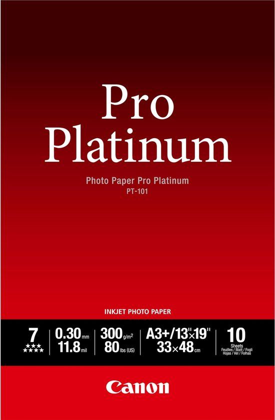 Canon PT-101 Pro Platinum fotopapier - A3 / 10 vellen