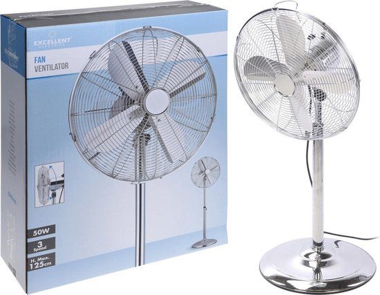 Merkloos Excellent Statiefventilator - Chroom - 40cm - Zilver