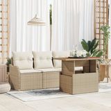 vidaXL Tuinbank Set Beige Polyrattan