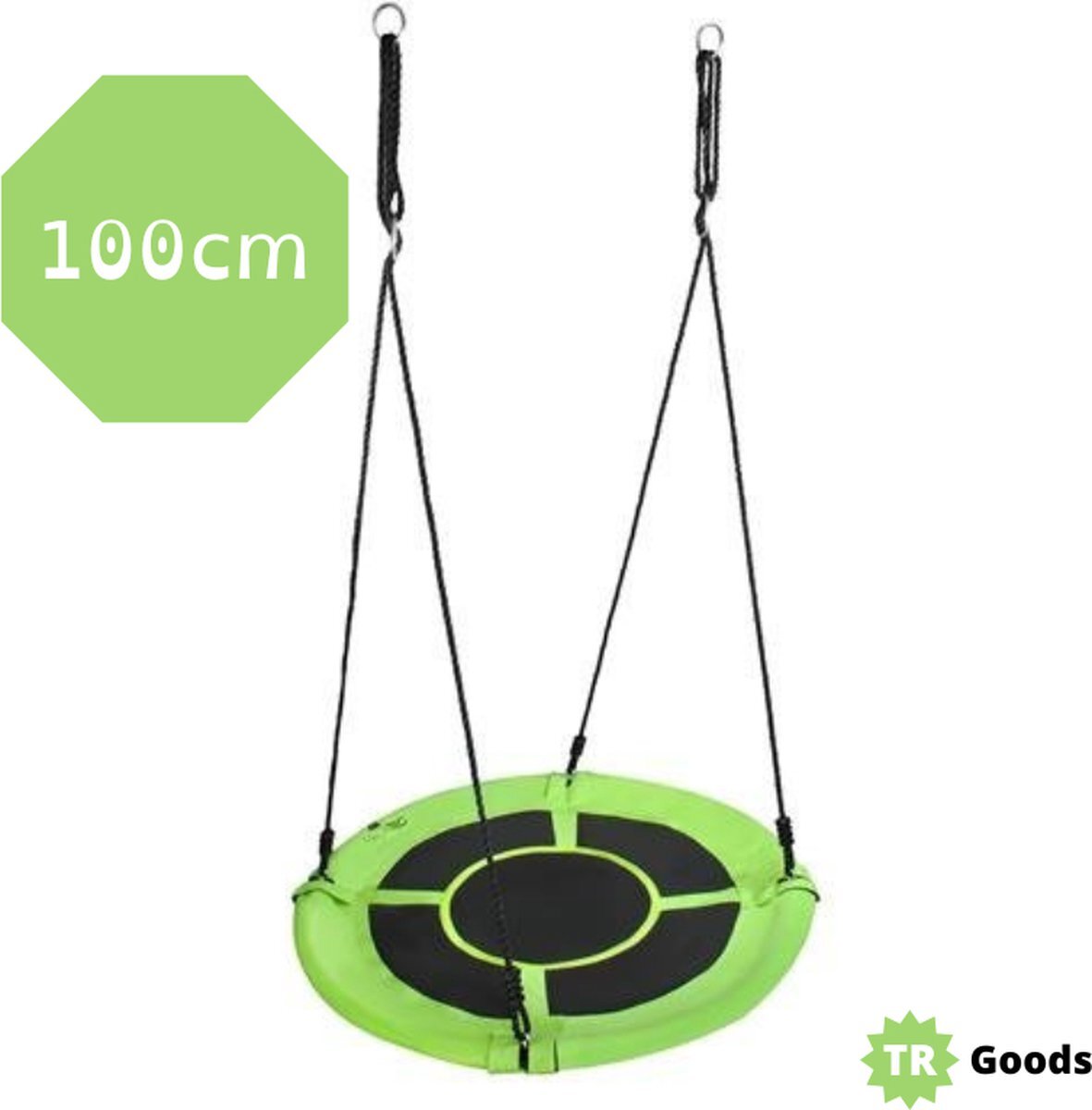 T.R.Goods T.R. Goods - Nestschommel Groen / Zwart Ø 100 cm - tot 120 KG - Nest Schommel - Nest Swing