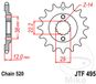 JT Sprockets JTF495.15 15T Staal Voorwiel