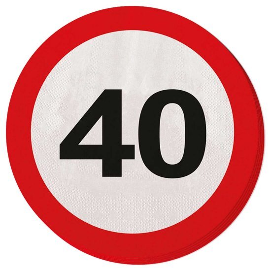 Folat 40 Jaar Verkeersbord Servetten - 20 stuks