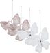 Christmas Decoration Koopman International Kersthangers vlinders - 4x st - transparant met roze en wit - 15 cm - kunststof
