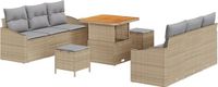 vidaXL Tuinbank Set 9-delig Beige/Lichtgrijs