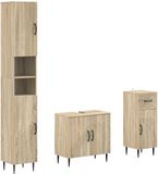 vidaXL - 3-delig - badkamerkast - set - HAARLEM - Sonoma - Eiken - Bewerkt - hout