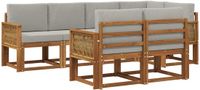 vidaXL - Hoek loungeset - Polyester - Naturel en lichtgrijs