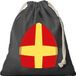 Bellatio Decorations Mijter Sinterklaas cadeauzakje zwart met sluitkoord - katoenen / jute zak - Sinterklaas kadozak voor pakjesavond
