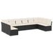 vidaXL 10-delige Loungeset met kussens, polyrattan, zwart