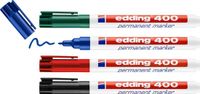 edding 400 permanent marker - zwart, rood, blauw, groen - 4 stiften - ronde punt 1 mm