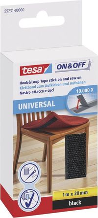 Tesa Klittenband Zwart 1 mtr x 2 cm