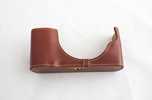 TP Handgemaakte Echt Lederen Half Camera Case Tas Cover voor Olympus EPM2 E-PM2 Bruin Kleur