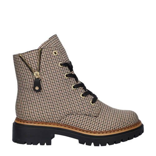 Rieker Gevoerde Veterboots Beige Multi