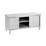 Royal Catering RVS werkkast - 180 x 70 x 85 cm - 600 kg laadvermogen 3 laden