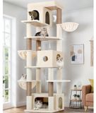 Poteau griffoir arbre à chat - Maison pour chat - Panier pour chat - 204 cm - Beige