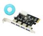 CERRXIAN 4-Port USB 3.0 Super Speed Card PCIe Express Controller Card