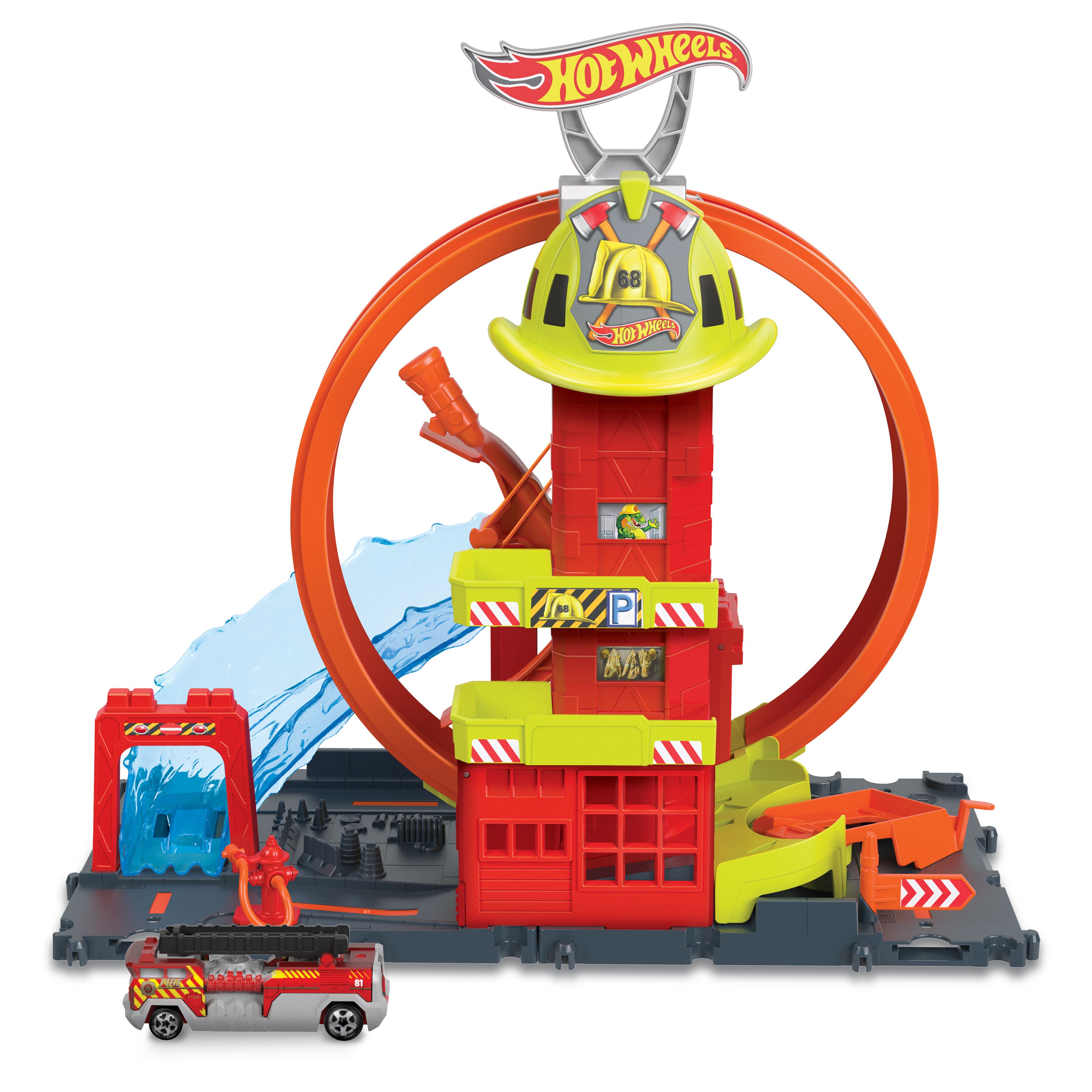 Hot Wheels City Mega Looping Brandweerkazerne - Speelgoedset