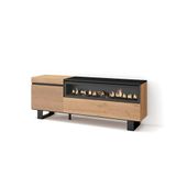 Skraut Home TV-Meubel, Lowboard, Woonkamer, Eetkamer, 150x57x35cm, Voor tv's tot 65", Elektrische haard, Industrieel design, Moderne stijl, Eiken