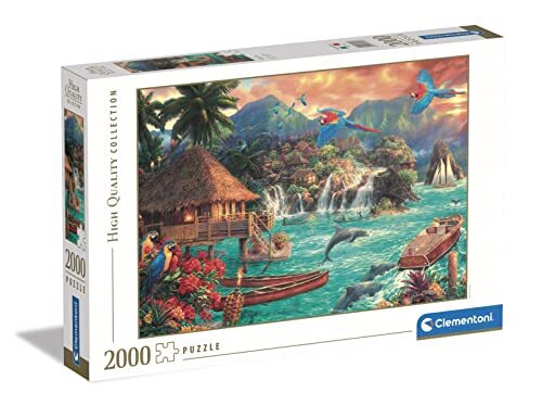 Clementoni Collection-Island Life-2000 Made in Italy, 2000 stukjes puzzel landschappen, plezier voor volwassenen, meerkleurig, medium, 32569