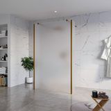 FortiFura Galeria Vrijstaande Inloopdouche - 120x200cm - Mat Glas - Antikalk - 8mm Veiligheidsglas - Geborsteld Koper