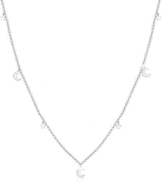 Elli Halsketting erwtketting ster astro halve maan trend 925 zilver