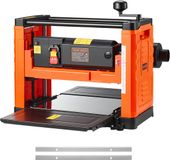 VEVOR Diktebank, Twee Messen, 330 mm Brede Werktafel, Schaafmachine, 1800 W, Schaafmachine, 23.500 tpm, Dubbele Rollen, Rollover-beveiliging, Één Snelheid Houtbewerking, Voor Hard en Zacht Hout