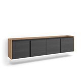 Skraut Home TV-meubel, Lowboard, 207x50x35 cm, Zwart en Eiken