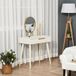 Table de maquillage avec miroir et 2 tiroirs pour accessoires, en bois, 80x40x123 cm, blanc