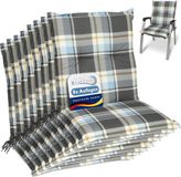 Beautissu Sunny BK Set de 8 coussins de jardin bas dossier 100x50 cm bleu à carreaux