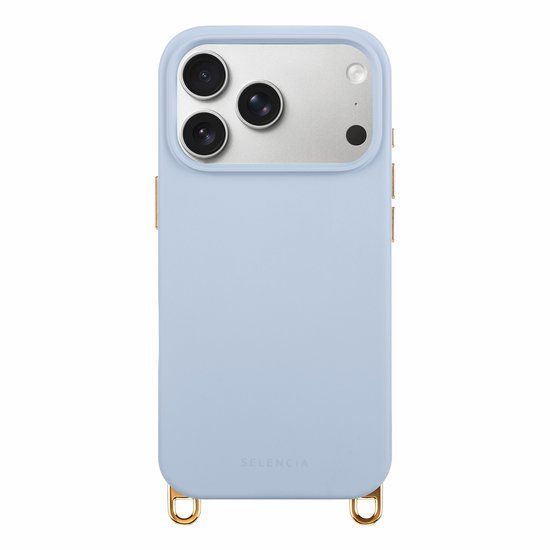 Selencia Rivièra MagSafe Backcover met afneembare haakjes voor de Apple iPhone 17 Pro Max - Powder Blue