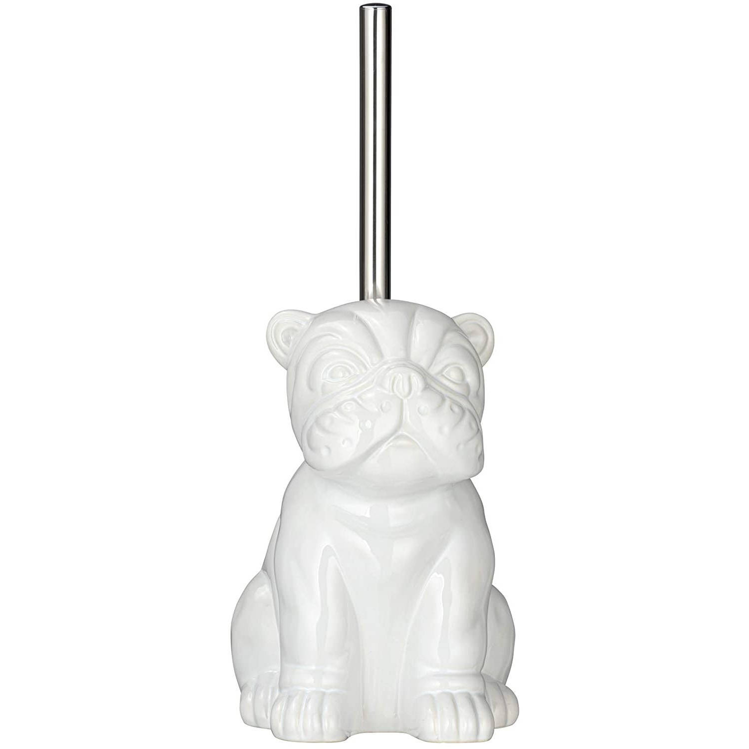 WENKO Toiletborstel En Houder Bulldog 22 Cm Keramiek Wit