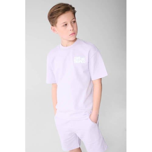 Shoeby T-shirt lila Paars Jongens Katoen Ronde hals Printopdruk - maat 110/116
