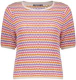 Geisha Trui Pullover Multi Color Stripe 64088 70 Ecru/purple/orange/cyclame Dames Maat S