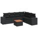 VidaXL 7-delige Loungeset met kussens, poly rotan, zwart