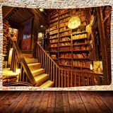 UHOMETAP Vintage bibliotheek boekenplank wandtapijt muur opknoping, oude bibliotheek boeken muur decor klassieke antieke historische hippie kunst muur opknoping 80 x 60 inch GTQQUH441