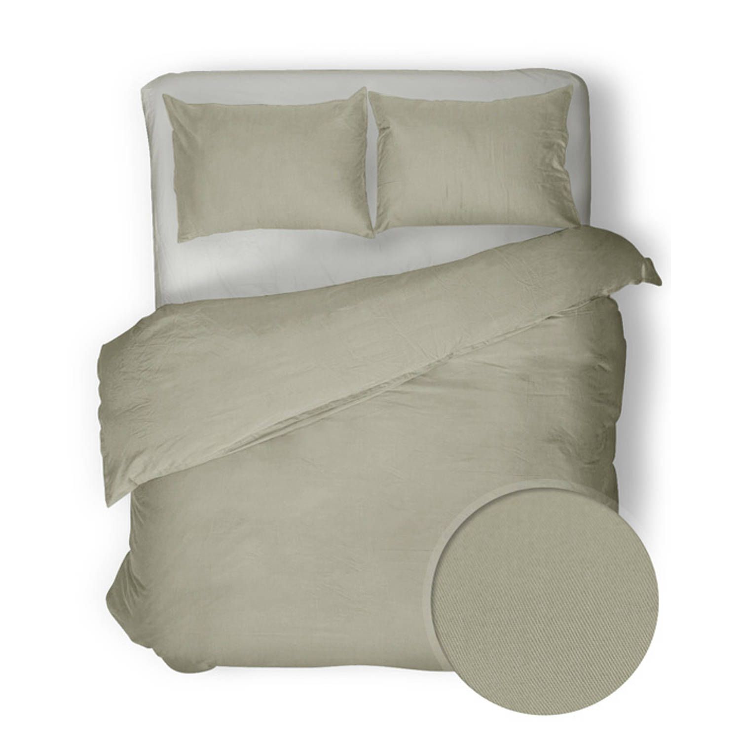 Yellow geel dekbedovertrek velvet touch - oxford zand - lits-jumeaux 240x200/220 cm